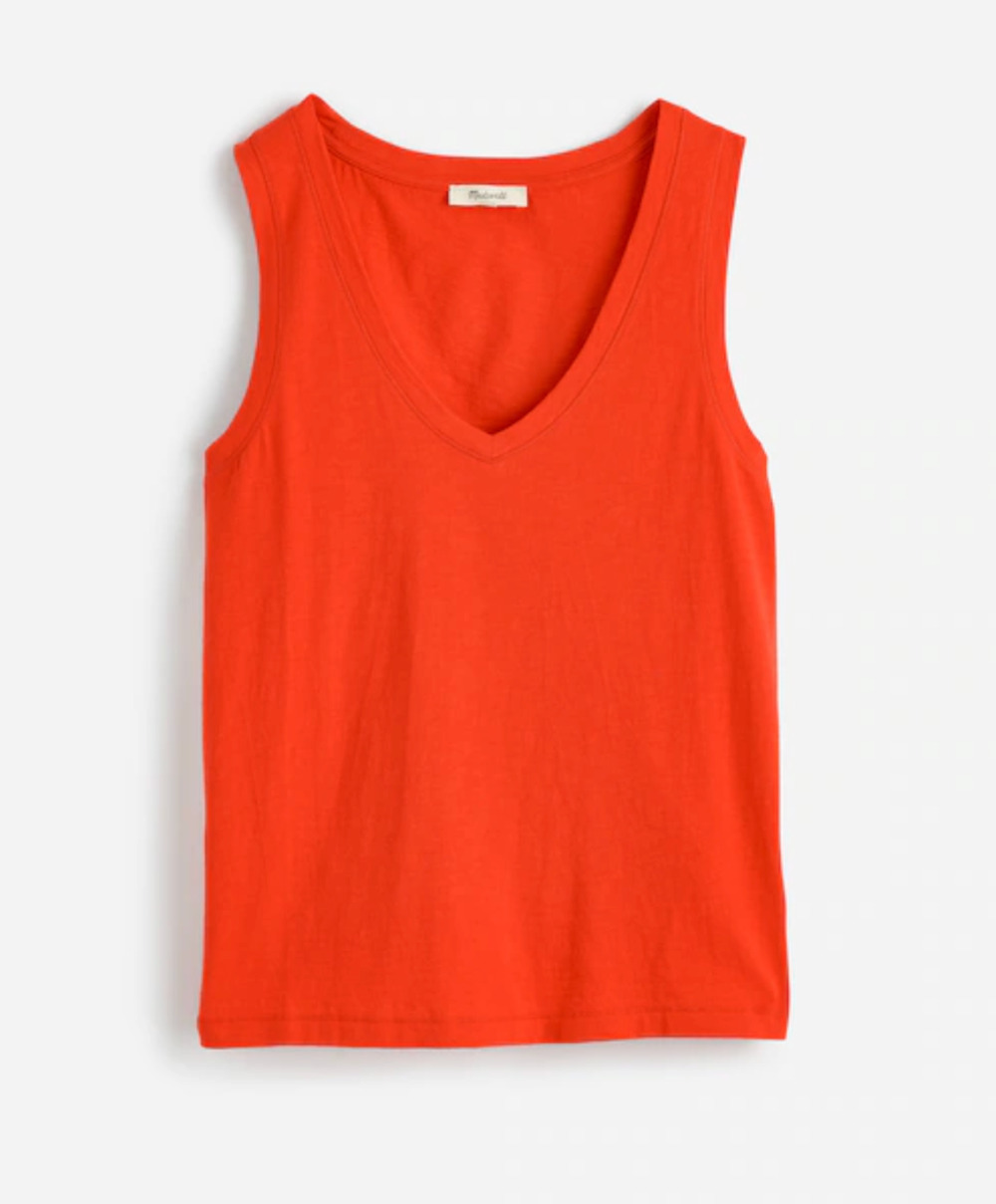 Madewell | NWT Slub Relaxed V-Neck Tank in Bright Flame | Sz M